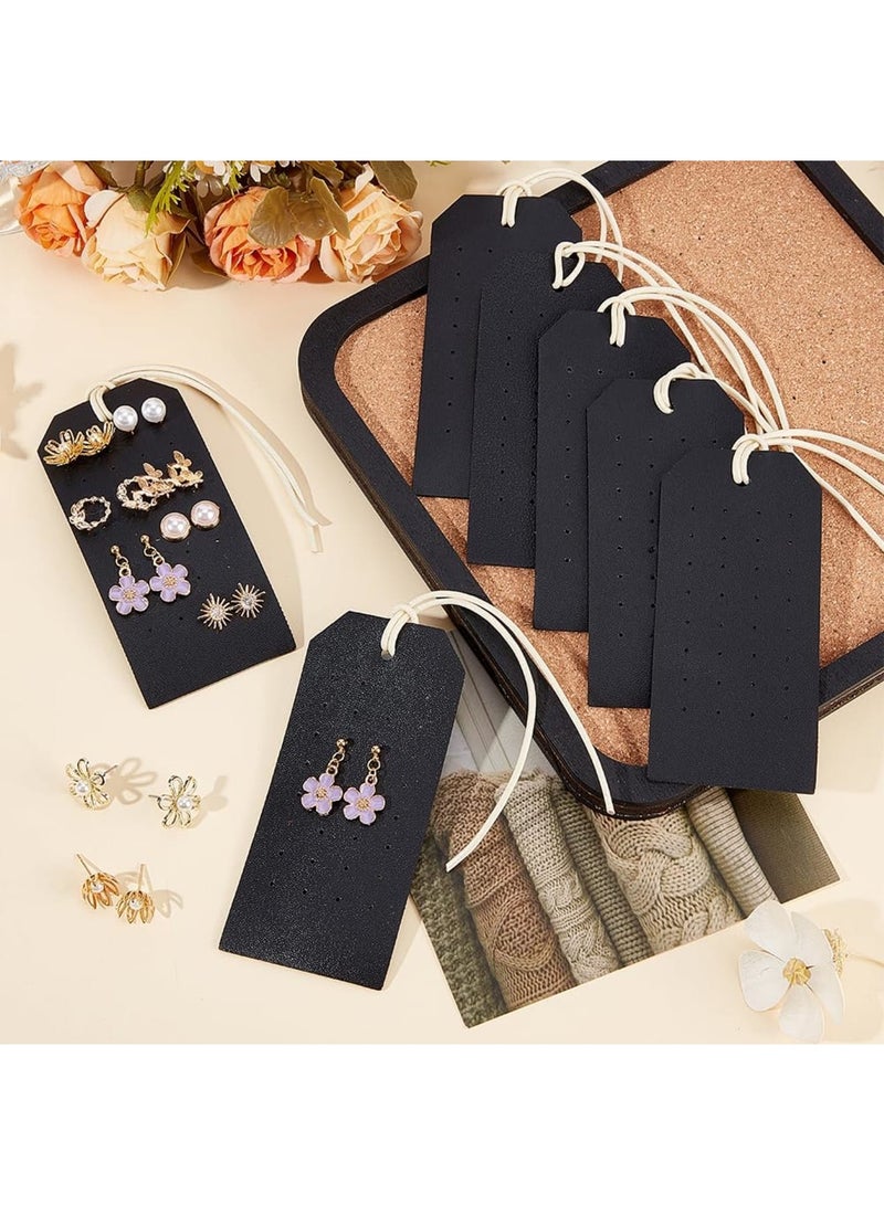 SYOSI 7Pcs Portable Leather Earring Holders, Black Imitation Leather Earring Displays, 4.3x2 Inch Stud Holder, Hanging Jewelry Organizer for Earrings and Studs - Image 5